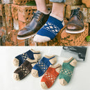 Mens Fashionable Comfortable Stretch Fit Ankle Crew Low Cut Casual Cotton Ethnic Sport Socks Foot Toe Socks 1 Pair Blue