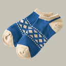 Mens Fashionable Comfortable Stretch Fit Ankle Crew Low Cut Casual Cotton Ethnic Sport Socks Foot Toe Socks 1 Pair Blue