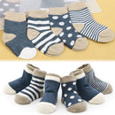 Baby Boy Girl Combed Cotton Charming Attractive Stripe Socks Grey XS PACK OF 8PCS