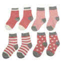 Baby Boy Girl Combed Cotton Charming Attractive Stripe Socks Pink XS PACK OF 8PCS