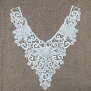 White Floral Collar Lace Neckline Wedding Dress DIY Patches Craft