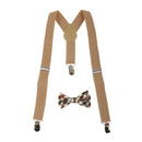 Kid Boy Girl Plaid Necktie Adjustable Y-back Suspenders Set