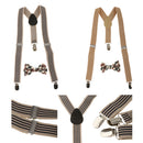 Kid Boy Girl Plaid Necktie Adjustable Y-back Suspenders Set
