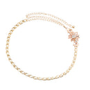 Women Wedding Dress Flower Waist Chain Belt Rhinestone Waistband
