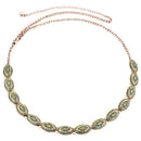 Ethnic Green Crystal Beaded Waist Chain Belt Diamante Rhinestone Women Skinny Belt