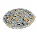 Soft Comfortable Fringe Charms Round Circular Beach Pool Swim Towel Scarf Yoga Mat Yellow Black