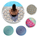 Soft Comfortable Fringe Charms Round Circular Beach Pool Swim Towel Scarf Yoga Mat Yellow Black