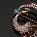 Vintage Alloy Brooch DIY Crystal Pin Badge Gift for Wedding Bride Peacock