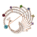 Vintage Alloy Brooch DIY Crystal Pin Badge Gift for Wedding Bride Peacock