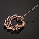 Vintage Alloy Brooch DIY Crystal Pin Badge Gift for Wedding Bride Peacock