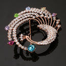 Vintage Alloy Brooch DIY Crystal Pin Badge Gift for Wedding Bride Peacock