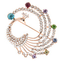 Vintage Alloy Brooch DIY Crystal Pin Badge Gift for Wedding Bride Peacock