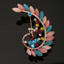Vintage Alloy Brooch DIY Crystal Pin Badge Gift for Wedding Bride Peacock-2