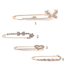 Vintage Alloy Brooch DIY Crystal Pin Badge Gift for Wedding Bride Love Heart
