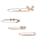 Vintage Alloy Brooch DIY Crystal Pin Badge Gift for Wedding Bride Love Heart