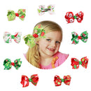 Christmas Lovely Girls Favour Motif Ribbon Bow Hair Alligator Clips Hairpin Xmas Accessory