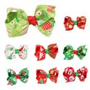 Christmas Lovely Girls Favour Motif Ribbon Bow Hair Alligator Clips Hairpin Xmas Accessory