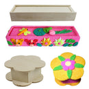 Unfinished Wooden Jewelry Box Pencil Case for Kids Toys DIY Painting Woodcraft