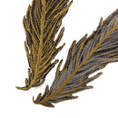1 Pair Beautiful DIY Beaded Lace Stickers Black Gold Feather Applique Embroidery Patch