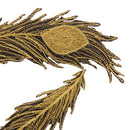 1 Pair Beautiful DIY Beaded Lace Stickers Black Gold Feather Applique Embroidery Patch