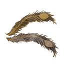 1 Pair Beautiful DIY Beaded Lace Stickers Black Gold Feather Applique Embroidery Patch