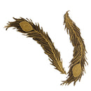1 Pair Beautiful DIY Beaded Lace Stickers Black Gold Feather Applique Embroidery Patch