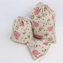 3Pcs Sets Plants Printed Drawstring Sack Dress Underwear Shoes Laundry Storage Bags Tote