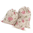 3Pcs Sets Plants Printed Drawstring Sack Dress Underwear Shoes Laundry Storage Bags Tote