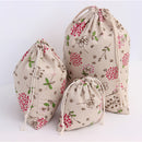 3Pcs Sets Plants Printed Drawstring Sack Dress Underwear Shoes Laundry Storage Bags Tote