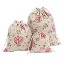 3Pcs Sets Plants Printed Drawstring Sack Dress Underwear Shoes Laundry Storage Bags Tote