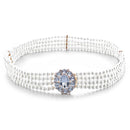 Women 4 Rows Chain Pearl Waist Belt Jewelry Oval Crystal Buckle Stretchy Waistband