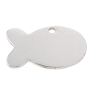 Silver Fish Shape Engraving-Personalized Message Stainless Steel Blank Tag Pendant