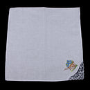 Pack of 12 Retro Flower Embroidery Cotton Handkerchiefs White Hanky for Women