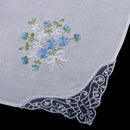 Pack of 12 Retro Flower Embroidery Cotton Handkerchiefs Soft White Hanky for Women