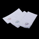 Pack of 12 Retro Flower Embroidery Cotton Handkerchiefs Soft White Hanky for Women