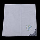 Pack of 12 Retro Flower Embroidery Cotton Handkerchiefs Soft White Hanky for Women