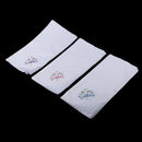 Pack of 12 Retro Flower Embroidery Cotton Handkerchiefs Soft White Hanky for Women