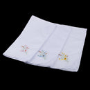 Pack of 12 Vintage Women's Flower Embroidery 100% Cotton Handkerchiefs Comfy White Hanky