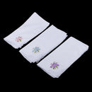 Pack of 12 Vintage Women's Flower Embroidery 100% Cotton Handkerchiefs Soft Hanky