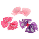 3x Assorted Grosgrain Ribbon Baby Girls Hair Clips Hairpin Dot Bow Boutique Barrettes