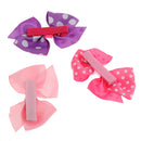 3x Assorted Grosgrain Ribbon Baby Girls Hair Clips Hairpin Dot Bow Boutique Barrettes