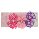 3x Assorted Grosgrain Ribbon Baby Girls Hair Clips Hairpin Dot Bow Boutique Barrettes