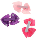 3x Cute Grosgrain Ribbon Baby Kids Girls Hair Clips Hairpin Dot Bow Boutique Alligator