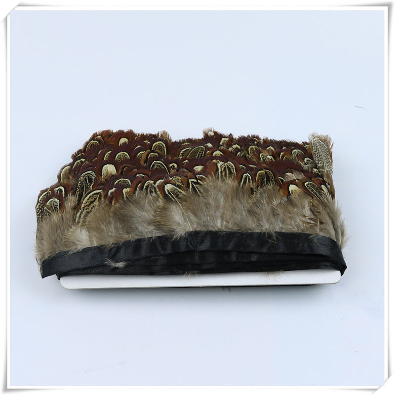 1 Yard Natural Ribbon Trim Hackle Pheasant Feather Applique Fringe Lace Crafts Natural