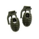 Personalized Grenade Shape Plastic Shoe Lace Buckle Hiking Camping Travel Accessories Army Green Pack Of 20PCS