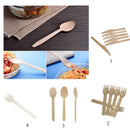 Pack of 100 Birch Wooden Disposable Cutlery Kit Spoons for Party Wedding