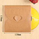 Pack of 100 Heart CD DVD CDR Kraft Sleeves Packaging Boxes