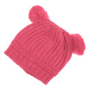 Baby Toddler Soft Comfortable Stretchable Beanie Warm Earflap Ball Hat Cap Pink