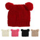 Baby Toddler Soft Comfortable Stretchable Beanie Warm Earflap Ball Hat Cap Pink