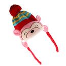 Baby Toddler Soft Comfortable Stretchable Monkey Design Beanie Warm Winter Earflap Ball Hat Cap Red